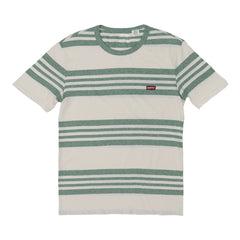 ROUND NECK (MEN) - WHITE WITH GREEN LINES