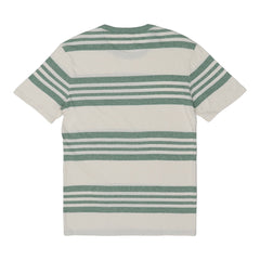 ROUND NECK (MEN) - WHITE WITH GREEN LINES