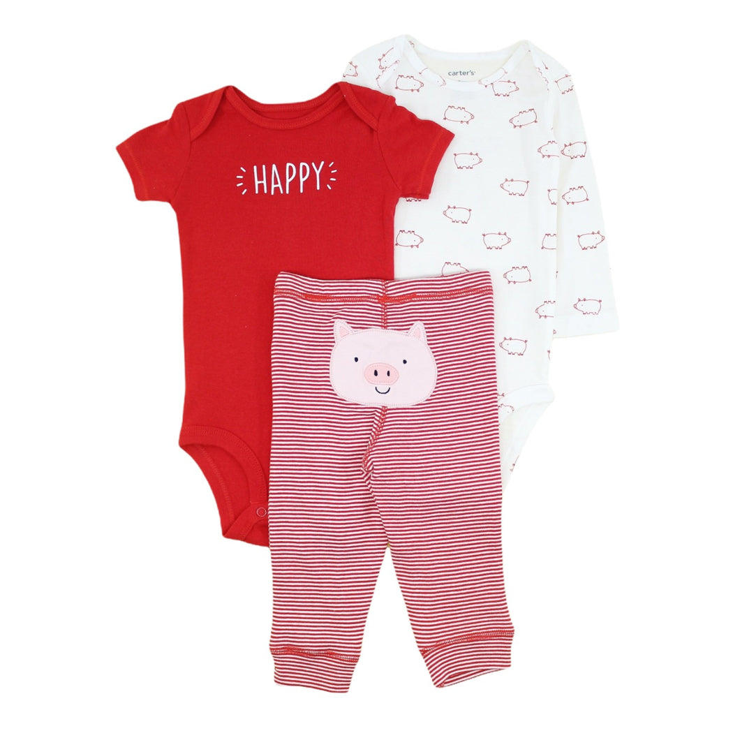 3 pc Layette Set - Happy Piggy