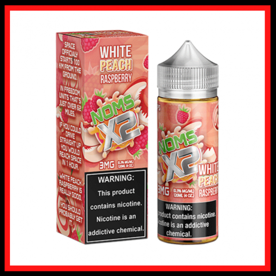 noms x2 white peach raspberry e liquid