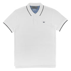 POLO (MEN) - WHITE WITH STRIPE ON COLLAR